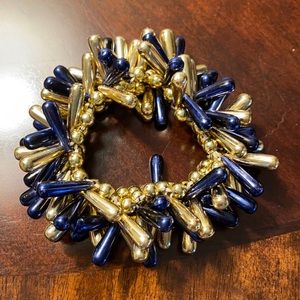 Navy and gold stretch bracelet
